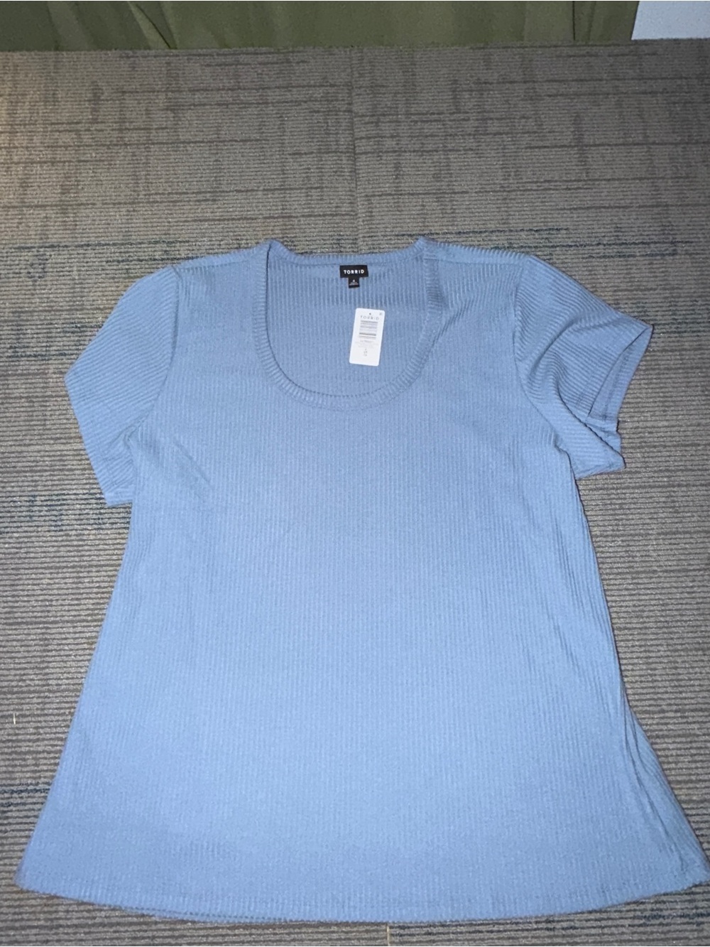 torrid Light Blue Ribbed Scoop Neck Short Sleeve Top